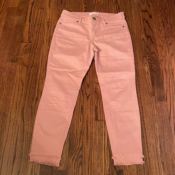 LOFT Denim - Loft Modern Skinny double fringe pink jeans, size 4 Petite